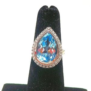Authentic blue topaz in 925 sterling silver.